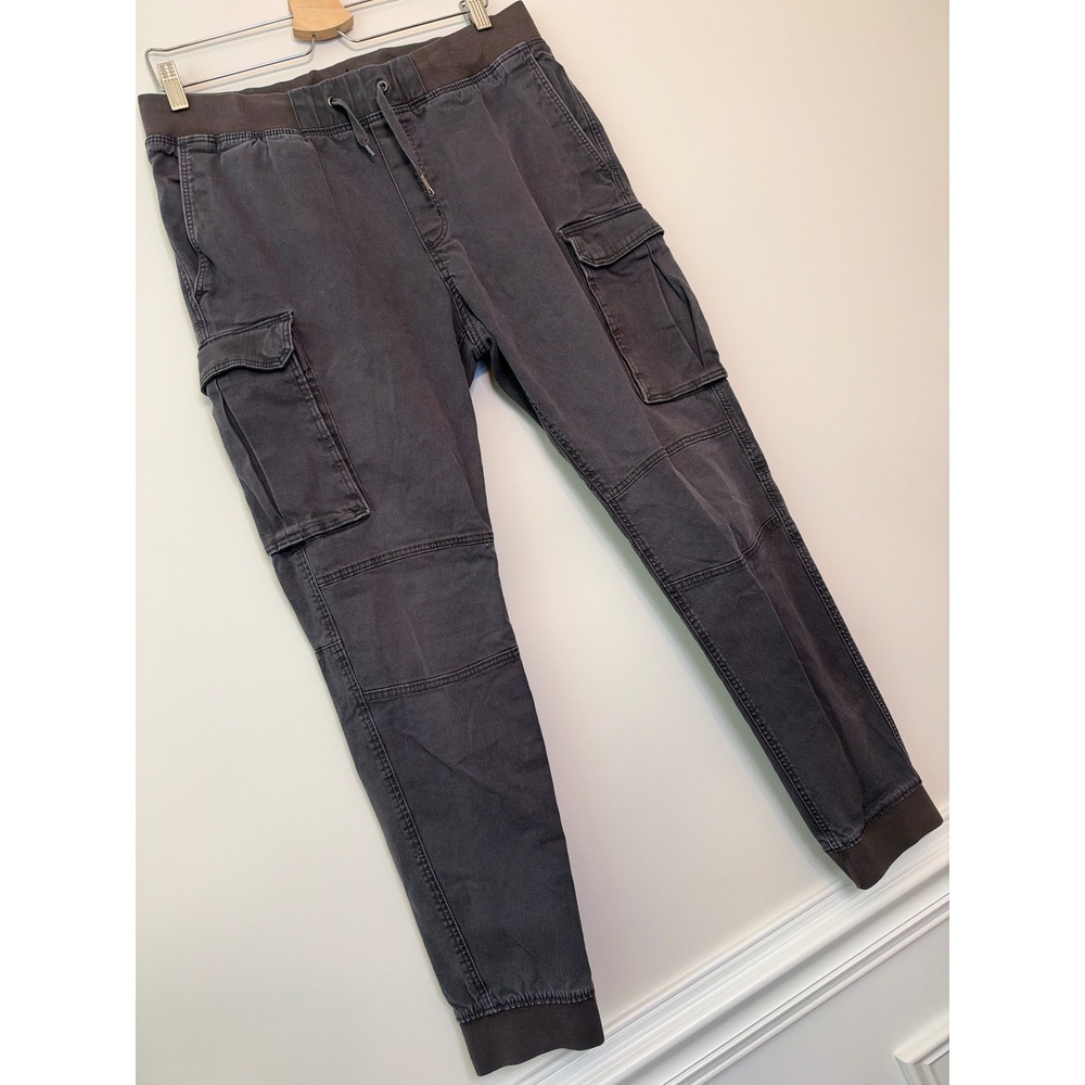 H&M Cargo Joggers Women M Gray Distressed Snap Pockets